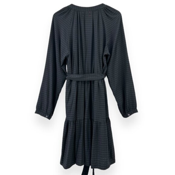 XiRENA Jolene Black Crinkle Woven Belted Long Sleeve Lightweight Mini Dress - Picture 5 of 10